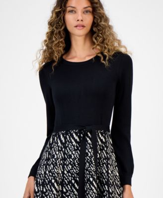 Women's Colorblock Long-Sleeve Sweater Dress