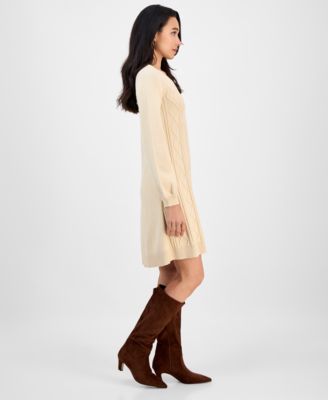 Women's Cable-Knit Long-Sleeve Sweater Dress