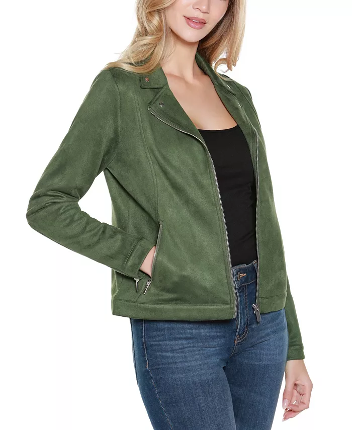 Women's Faux-Suede Moto Jacket - thumbnail 3