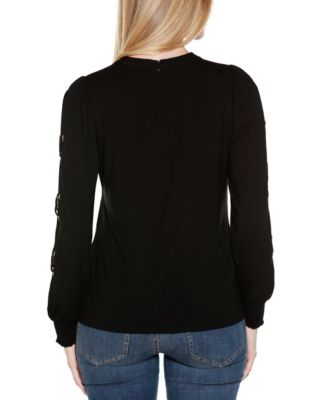 Women's Slit-Sleeve Keyhole Knit Top