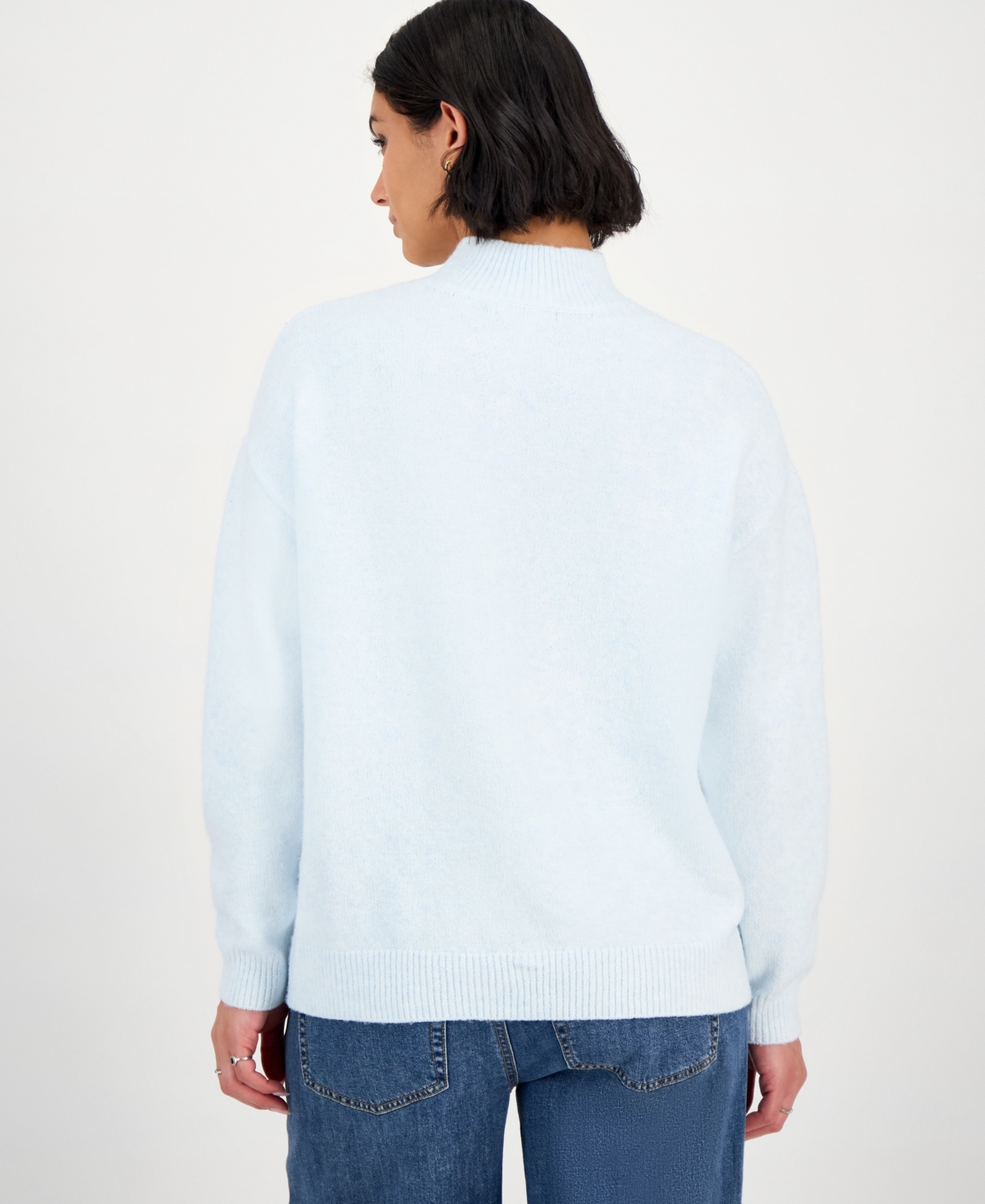 Hooked Up By Iot Juniors' Verbiage Mock Neck Sweater In Blue