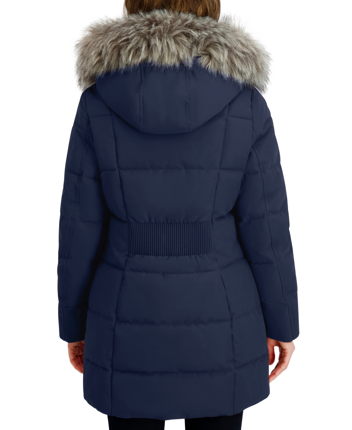 Nautica Women's Faux-fur-trim Hooded Puffer Coat In Blue
