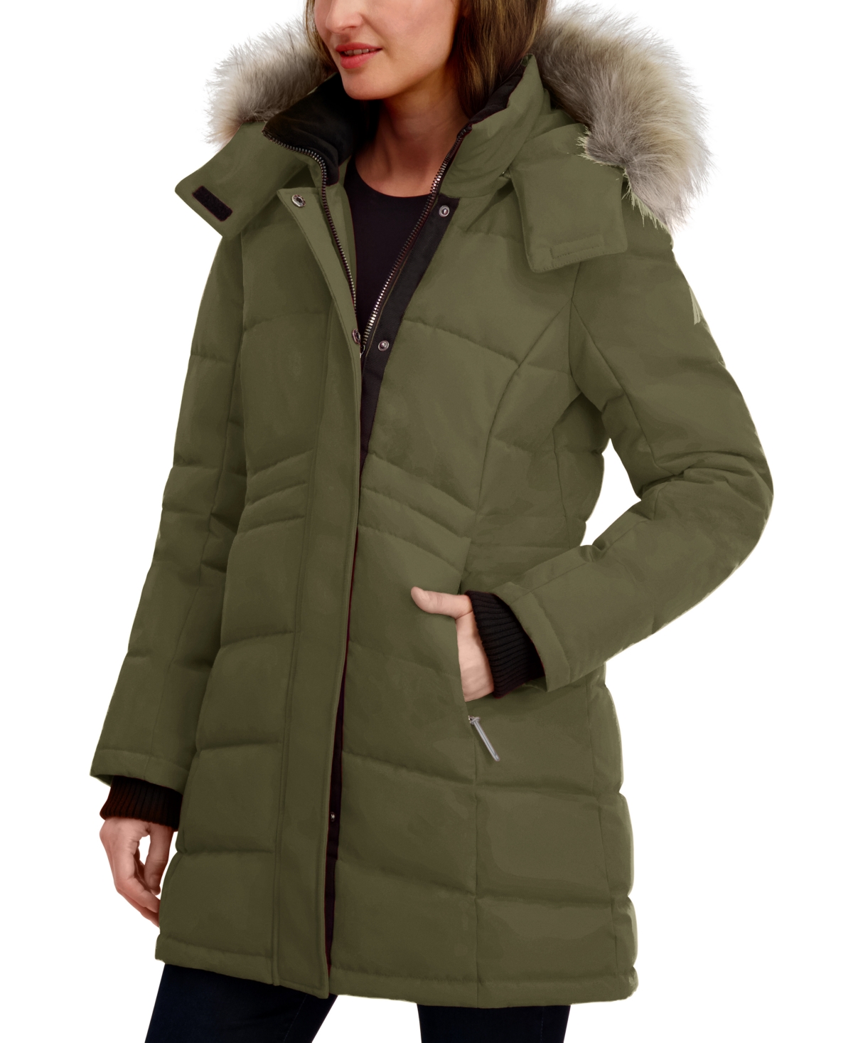 Nautica Women's Hooded Puffer Coat In Green