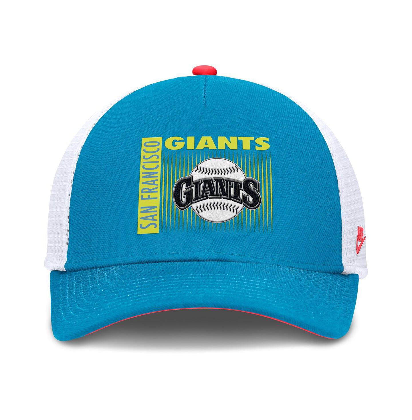 Мужская кепка Nike Blue San Francisco Giants Neon 90s Rise Structured Performance Adjustable Trucker Hat — фото 3