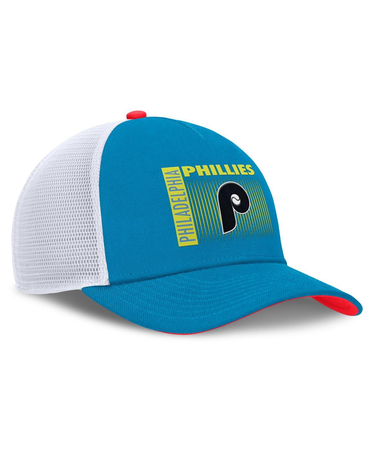 Nike Teal Philadelphia Phillies Neon 90s Rise Structured Performance Adjustable Trucker Hat In Blue