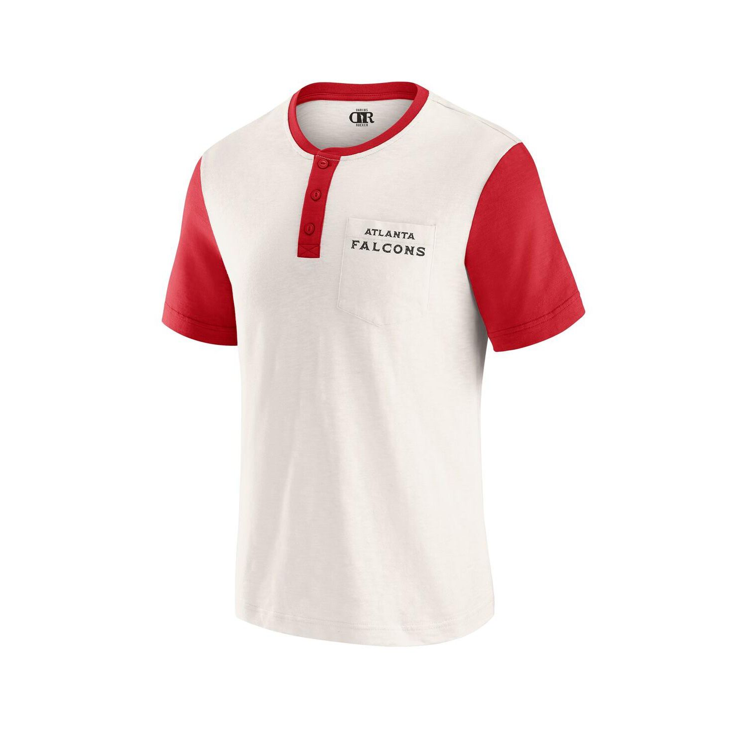 Darius Rucker Collection by Men's Cream Atlanta Falcons Henley Color Block Slub Pocket T-Shirt