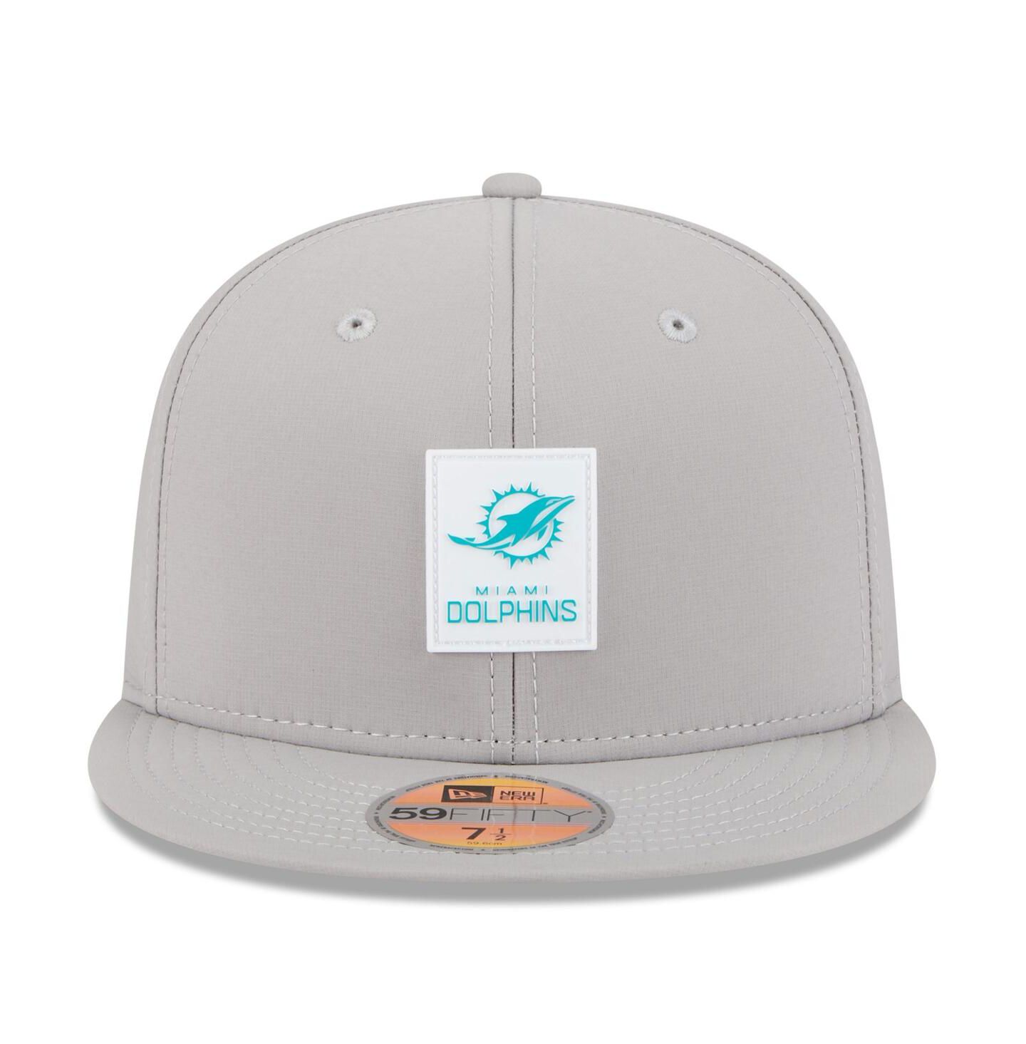 Мужская кепка New Era Gray Miami Dolphins 2025 Sideline 59FIFTY Fitted Hat — фото 5