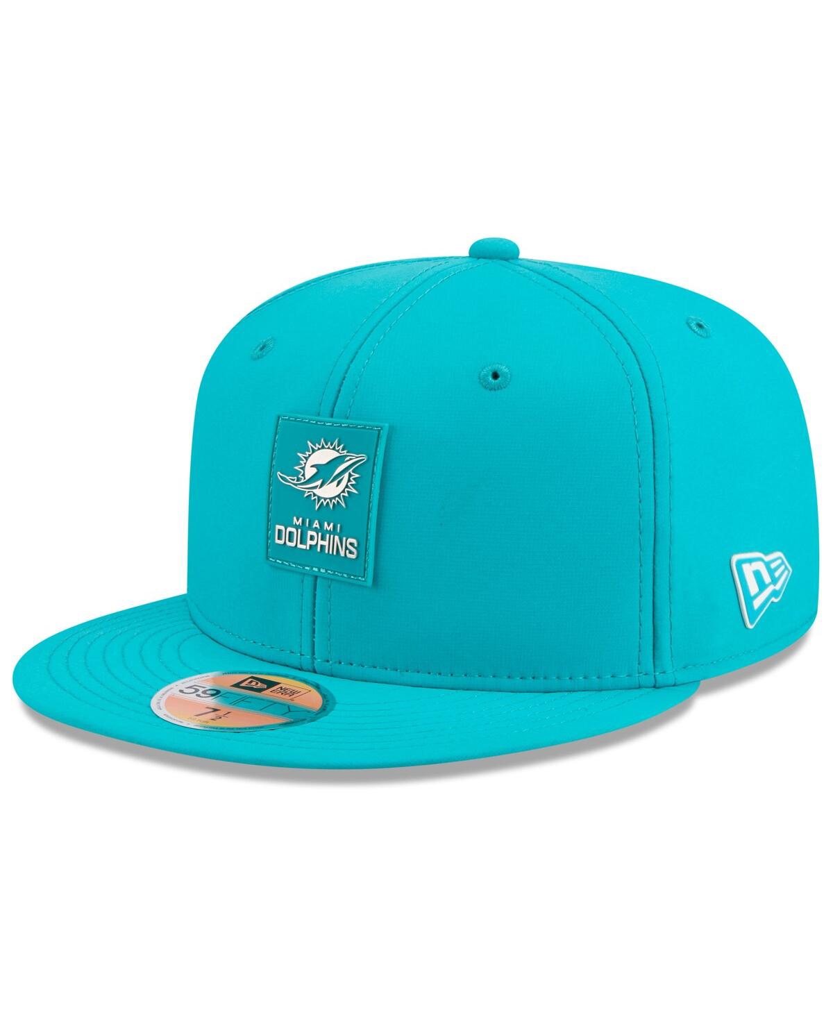 New Era Men's Aqua Miami Dolphins 2025 Sideline 59fifty Fitted Hat In Blue