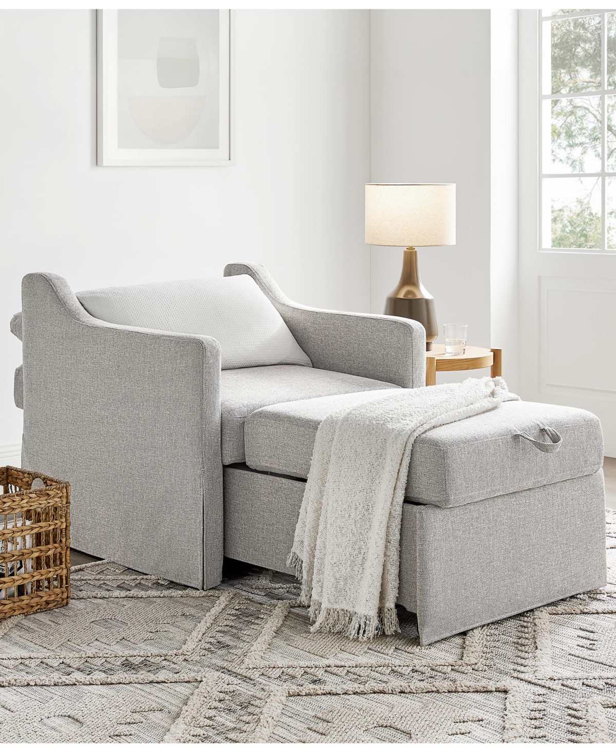 Serta 35" Polyester Harley Convertible Single Sleeper Chair In Gray