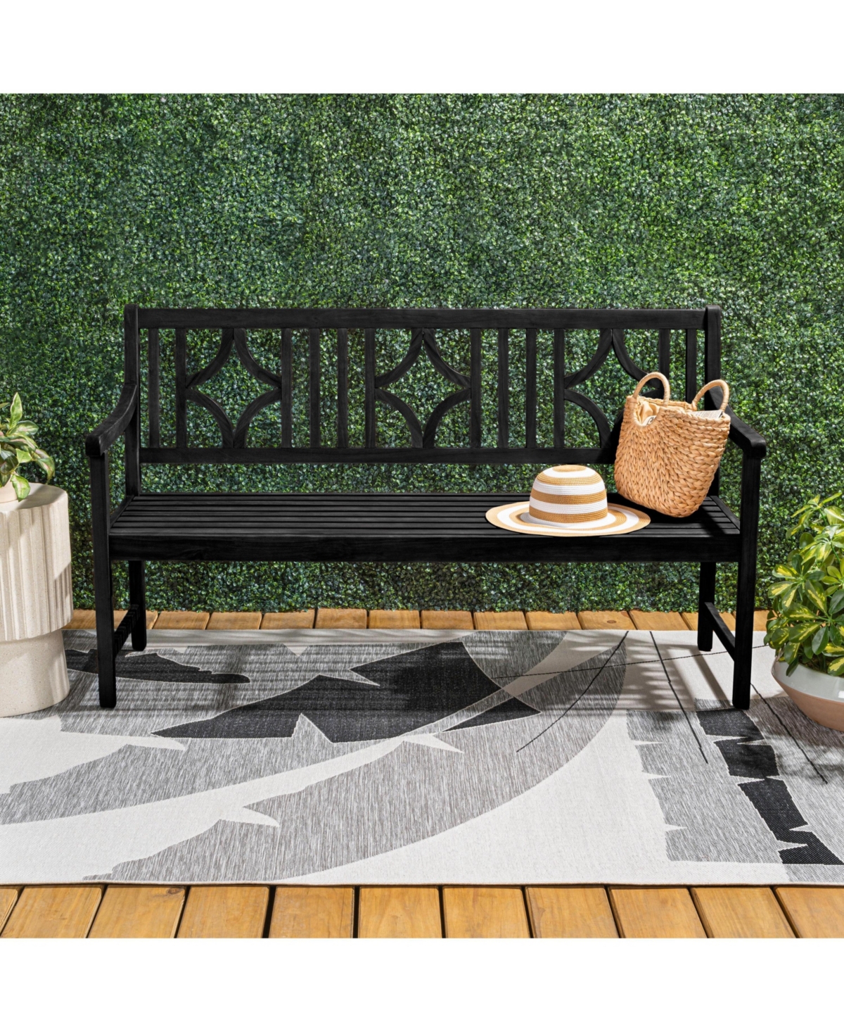 Sloane 59.1" 3-Seat Ogee Diamond-Back 600-Lbs Support Acacia Wood Outdoor Garden Patio Bench