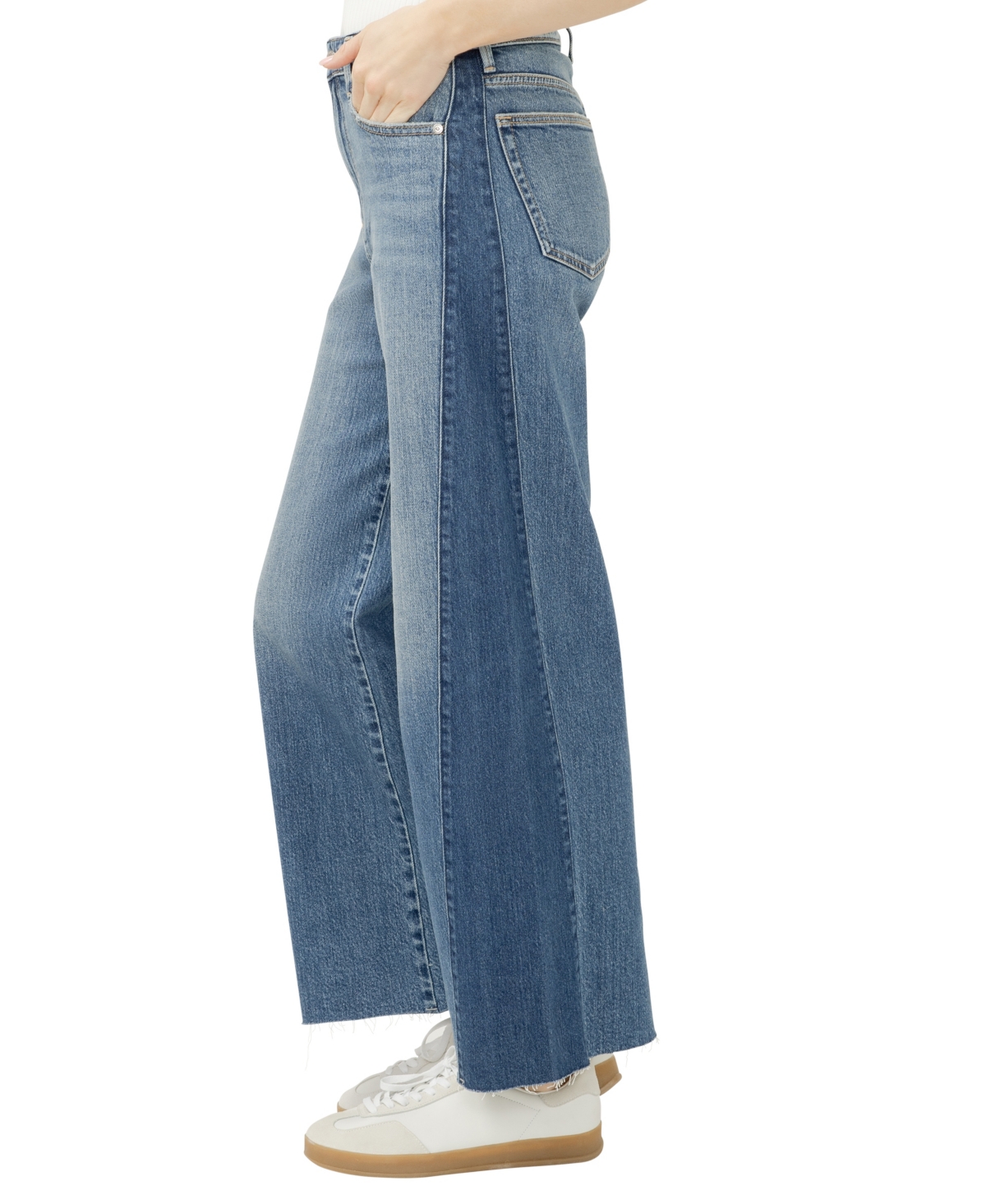 Silver Jeans Co. Women's Isbister High Rise Two-tone Wide Leg Jeans In Blue