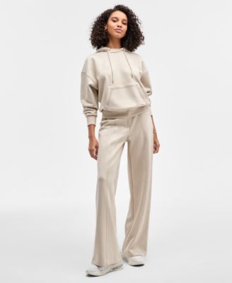 Women's Hooded Scuba Long-Sleeve Faux-Suede Sweatshirt