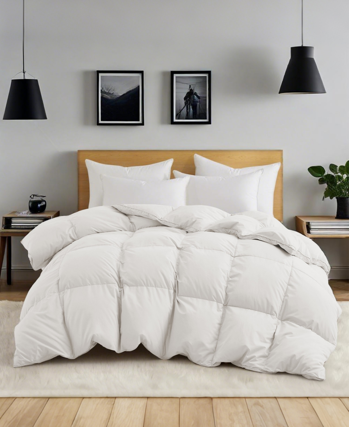 Unikome Buttery Soft Goose Down Feather Comforter, King In White