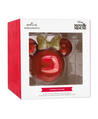 Disney Minnie Mouse Ears Icon Glass Christmas Tree Ornament