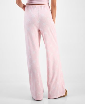 Juniors' Pointelle Drawstring Wide-Leg Lounge Pants