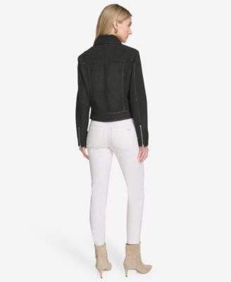 Women's Lunetta Sueded Leather Trucker Jacket