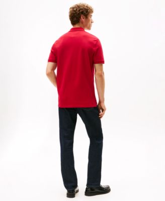 Men's Regular Fit Plaid Placket Interest Pique Polo Shirt