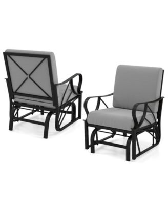 2PCS Patio Glider Chair Single Outdoor Rocking Chair with Seat and Back Cushions