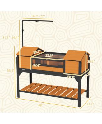Wooden Tortoise Habitat W/ Adjustable Lamp Holder 2 Houses,