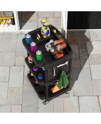 3-Tier Rolling Tool Cart with Wheels, Plastic Utility Cart,