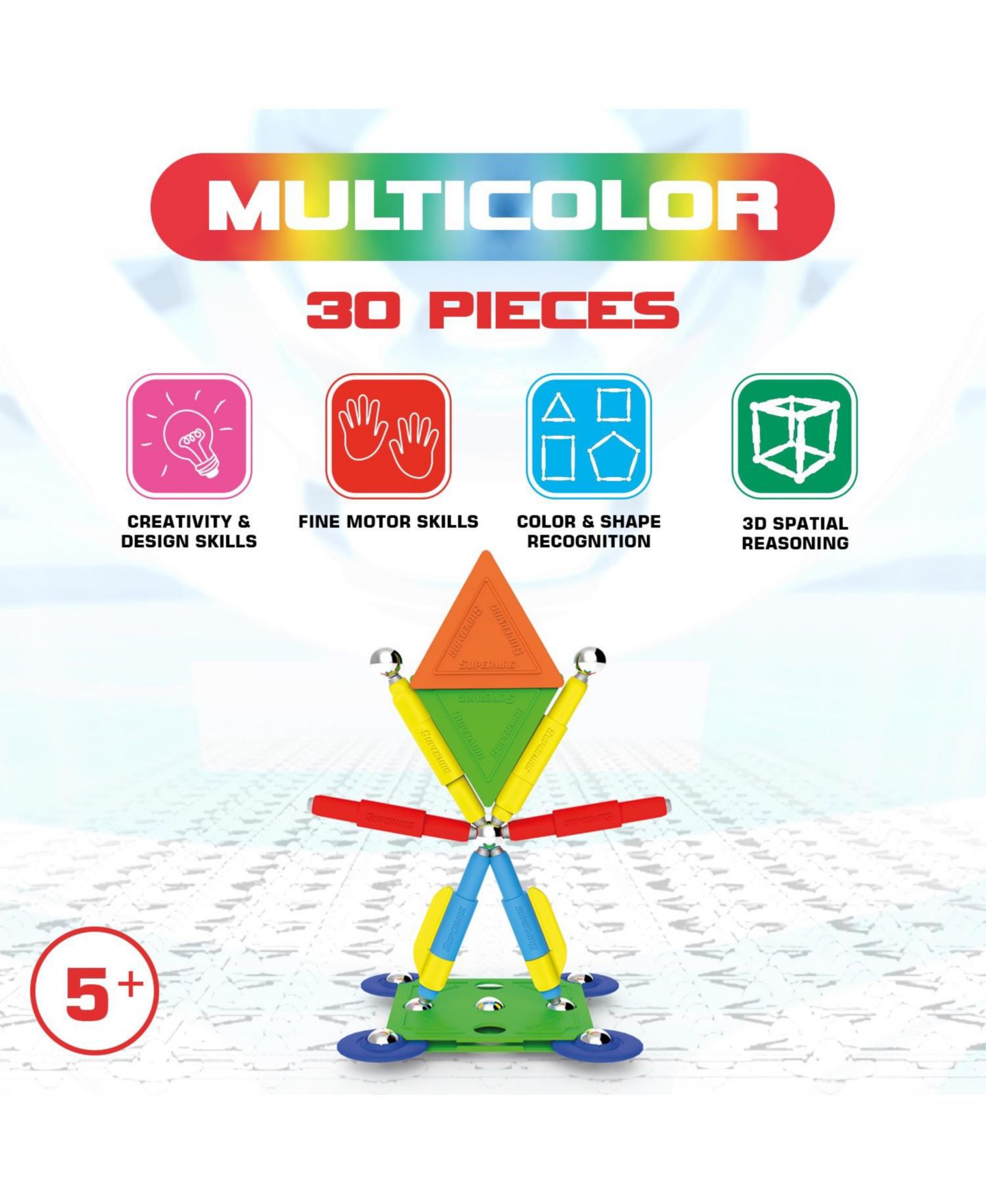 Детский конструктор Tinamiri SuperMag Multicolor 30, цвет: Open Miscellaneous — фото 5