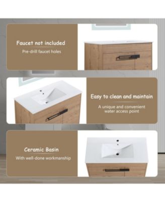 36 Inch Bathroom Vanity with Optional Floating or Freestanding Design and Sink