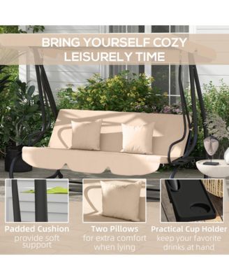3-Seat Outdoor Patio Swing Chair with Adjustable Canopy,