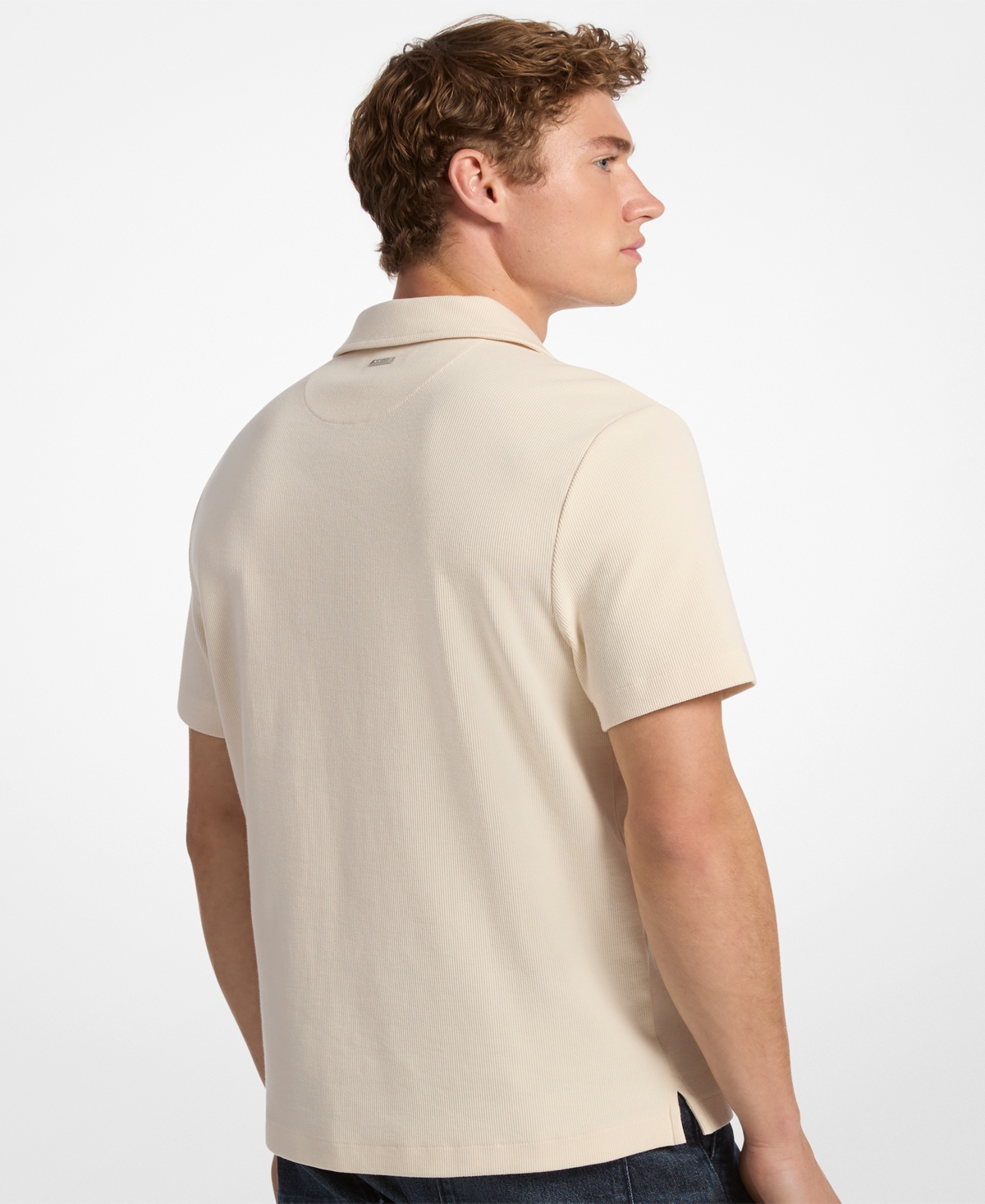 Michael Kors Men's Dense Rib Johnny Collar T-shirt In Neutral