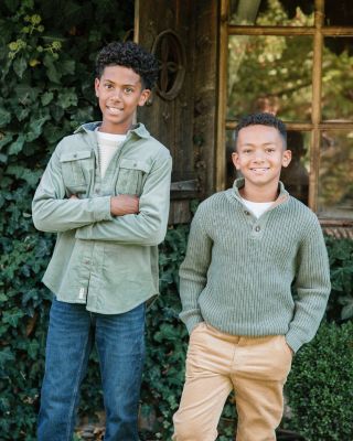 Little and Big Boys' Organic Long Sleeve Corduroy Flap Pocket Button Down Shirt