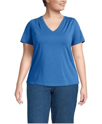 Plus Size Short Sleeve Lightweight Jersey Gathered Shoulder T-Shirt