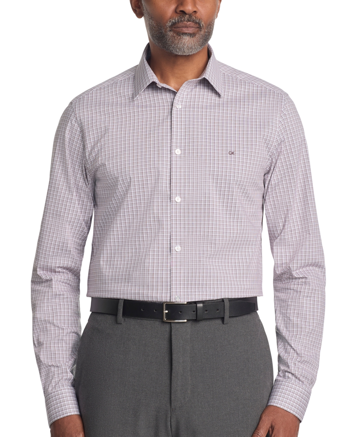 Calvin Klein Men's Stretch Collar Slim Fit Dress Shirt - Burgundy