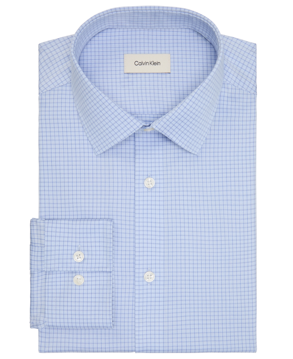 Calvin Klein Men's Refined Cotton Stretch Regular Fit Dress Shirt In Blue