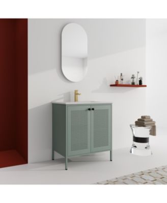 30" Freestanding Bathroom Vanity with Ceramic Sink and Storage Cabinet