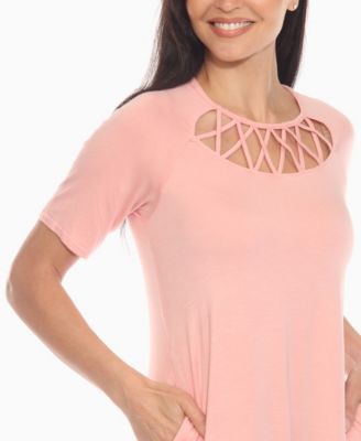 Women's Short Sleeve Crisscross Neck A-Line Dress