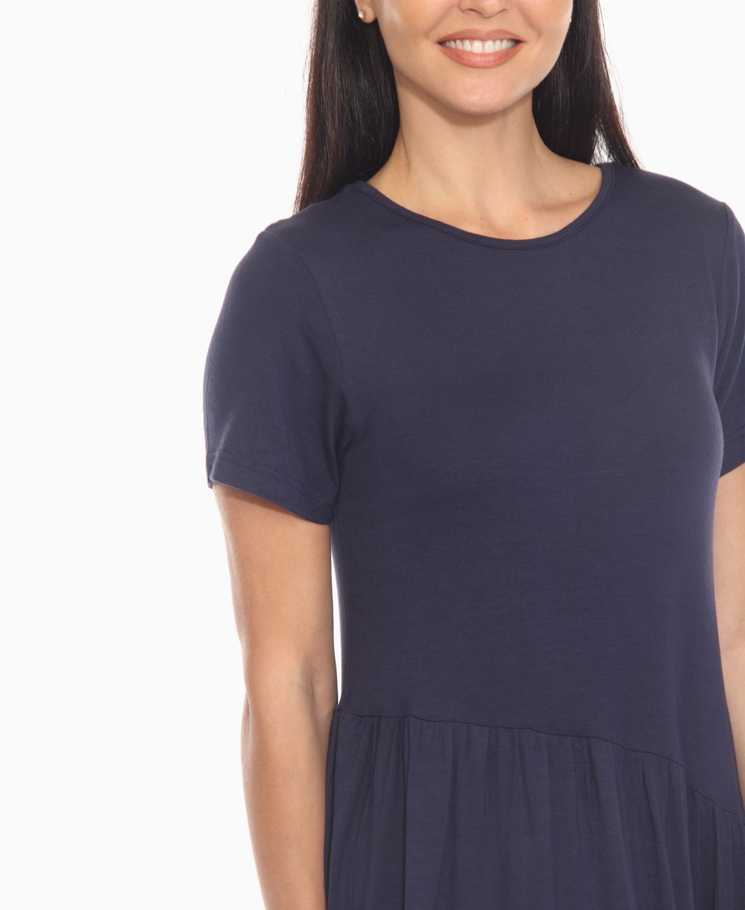 Women's Asymmetrical Waist and Short Sleeve Swing Dress