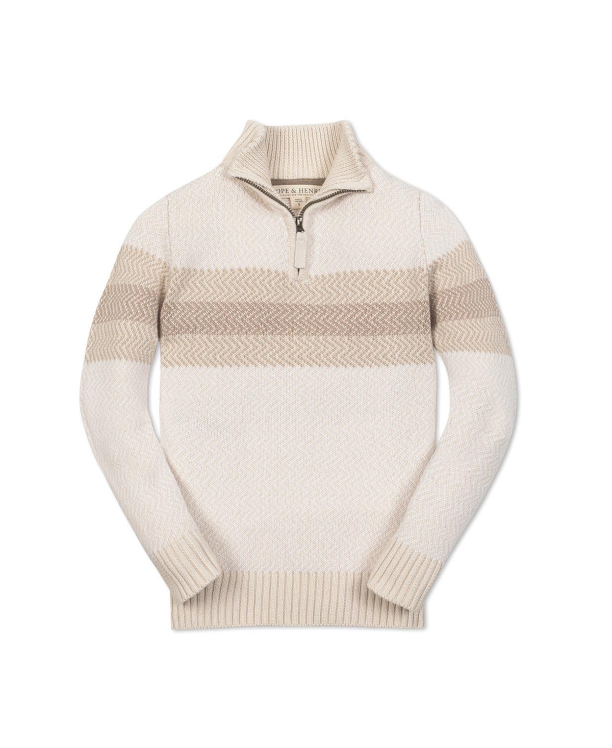 Hope & Henry Little and Big Boys' Organic Long Sleeve Half Zip Sweater with Engineered Stripe