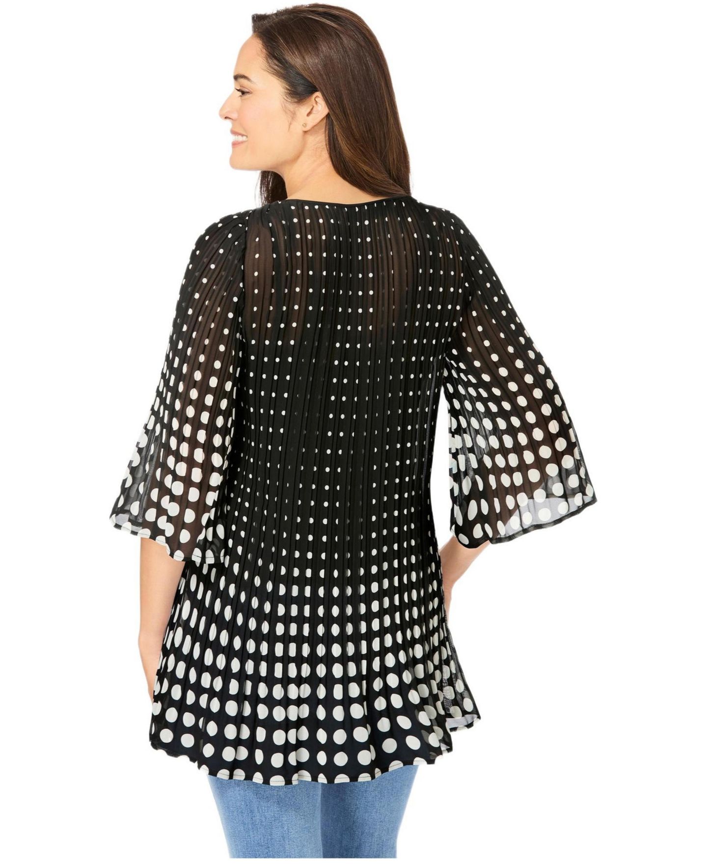 Женская блузка Woman Within Within Embellished Pleated, цвет: Чёрный градиентный — фото 2