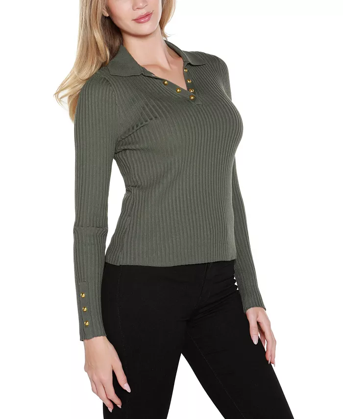 Women's Long Sleeve Johnny Collar Sweater - thumbnail 6