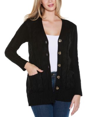 Women's Button-Front Cable Cardigan Sweater