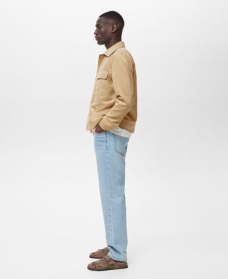 Men's Suede Leather-Effect Overshirt