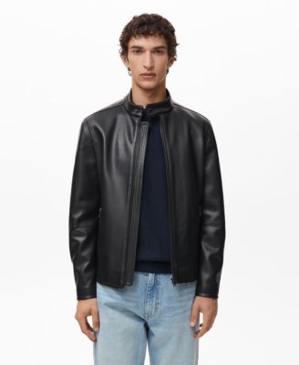 Men's Zip-Up Leather-Effect Jacket