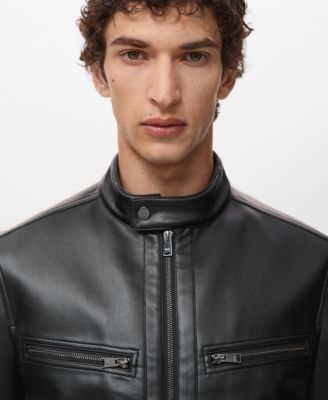 Men's Zip-Up Leather-Effect Jacket