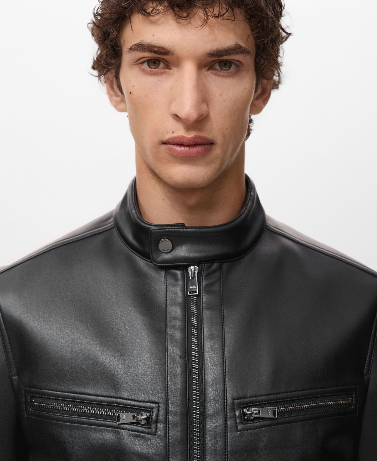 Men's Zip-Up Leather-Effect Jacket