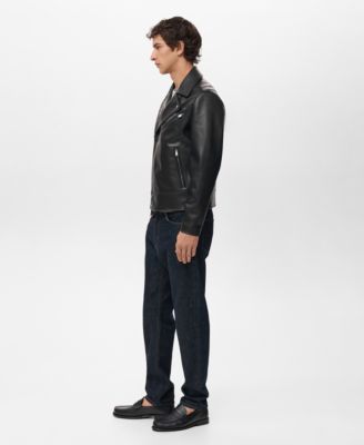 Men's Leather-Effect Biker Jacket