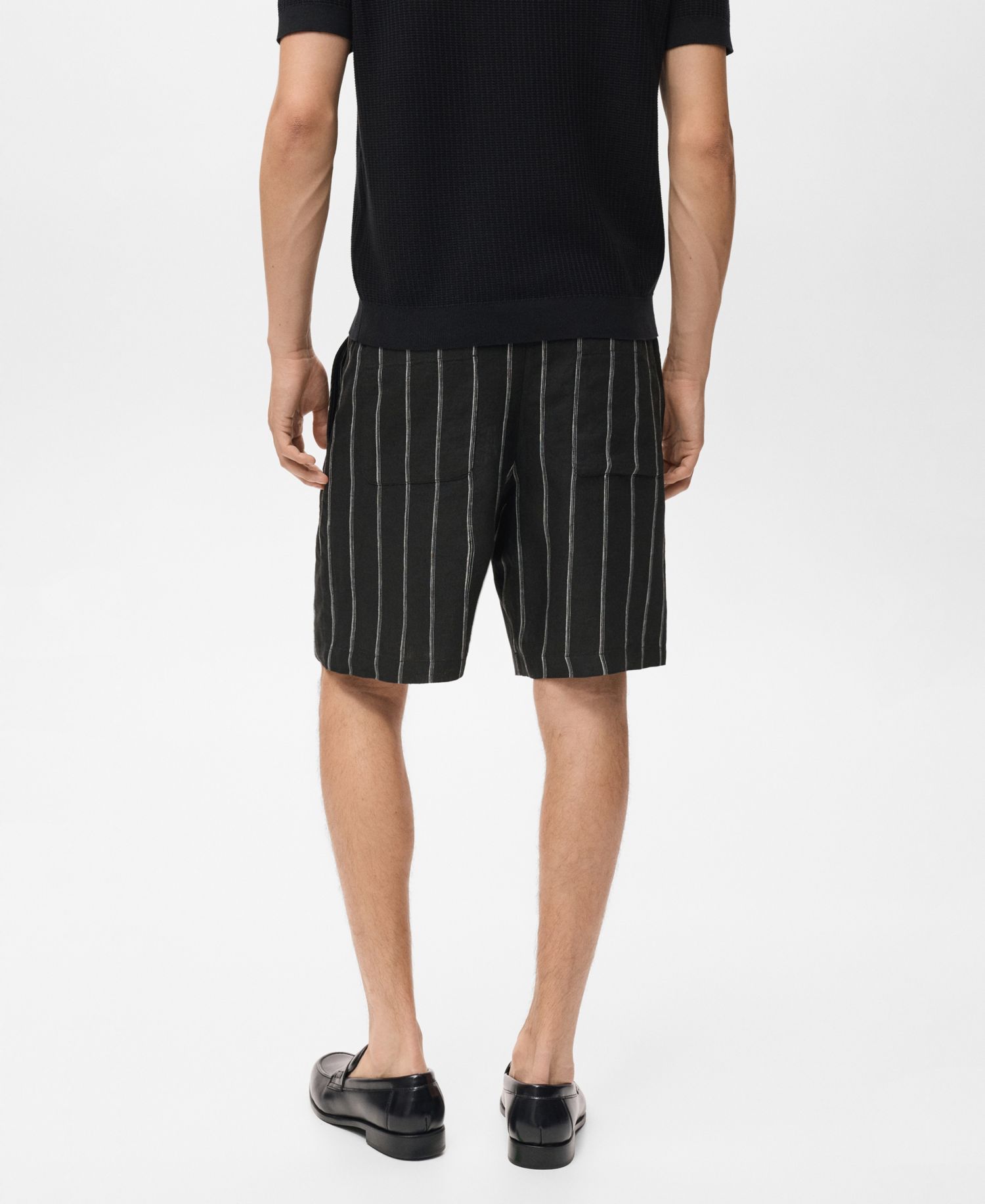 Men's Striped Linen-Blend 8.5" Bermuda Shorts