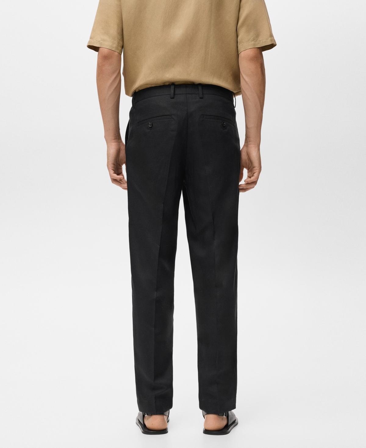 Mango Men's Linen And Lyocell Blend Straight-leg Pants In Black
