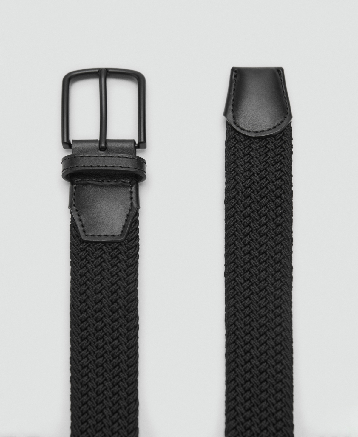 Mango Men's Braided Elastic Belt In Black