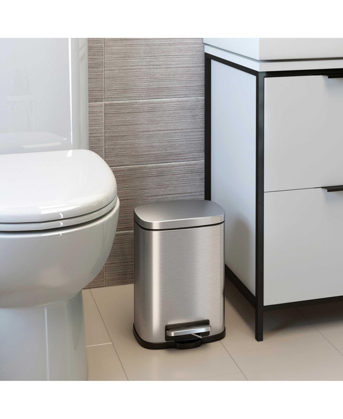 iTouchless 1.32 Gallon / 5 Liter Stainless Steel Soft Step Trash Can with Odor Filter