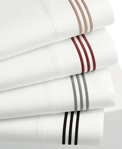 CLOSEOUT! Merrow Line Embroidered Hem 4-pc Sheet Sets, 300 Thread Count 100% Cotton