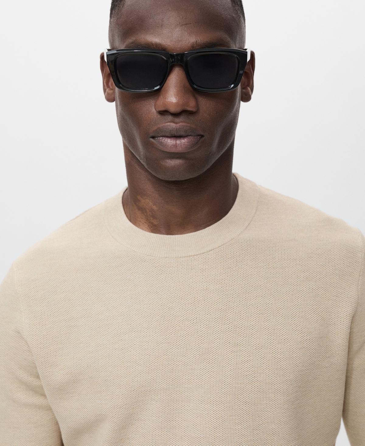 Mango Men's Microstructure Cotton Knitted Sweater In Yellow